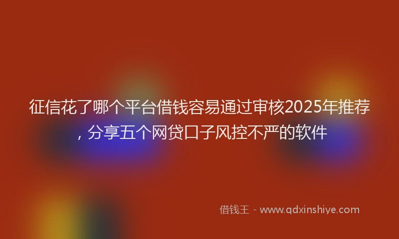 征信花了哪个平台借钱容易通过审核2025年推荐，分享五个网贷口子风控不严的软件