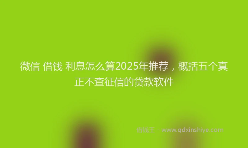 微信 借钱 利息怎么算2025年推荐，概括五个真正不查征信的贷款软件