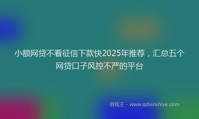 小额网贷不看征信下款快2025年推荐，汇总五个网贷口子风控不严的平台