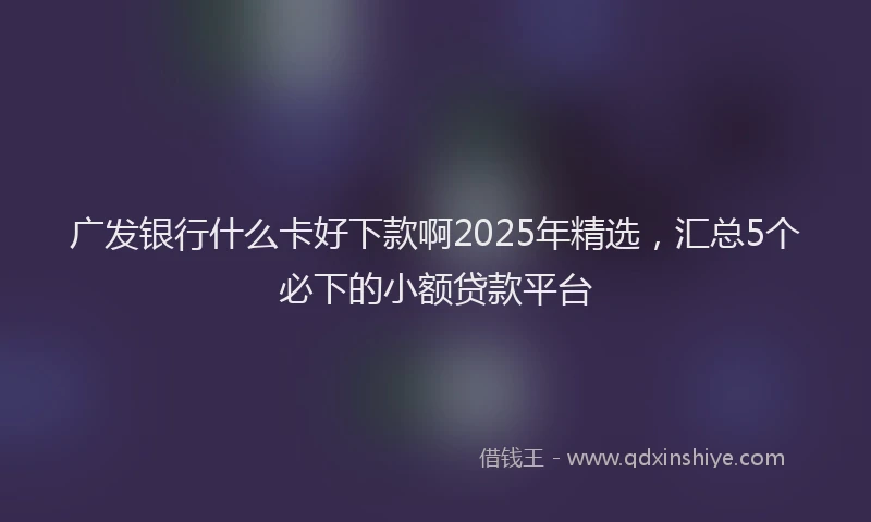 广发银行什么卡好下款啊2025年精选，汇总5个必下的小额贷款平台