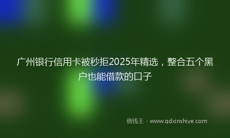 广州银行信用卡被秒拒2025年精选，整合五个黑户也能借款的口子