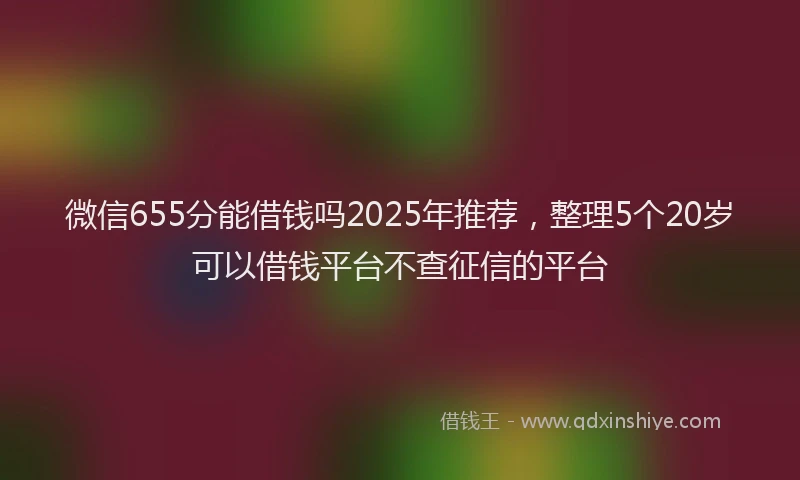 微信655分能借钱吗2025年推荐，整理5个20岁可以借钱平台不查征信的平台