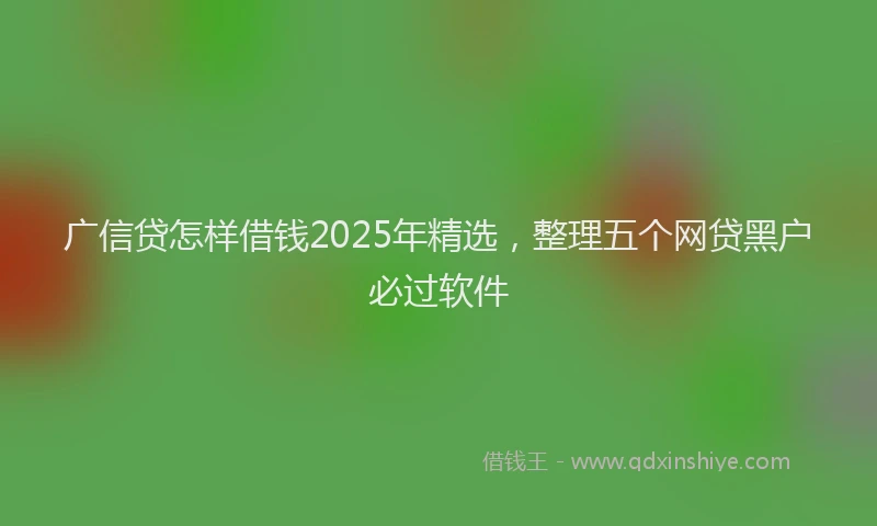 广信贷怎样借钱2025年精选，整理五个网贷黑户必过软件
