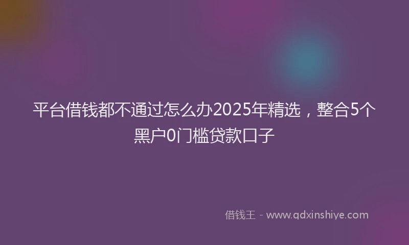 平台借钱都不通过怎么办2025年精选，整合5个黑户0门槛贷款口子