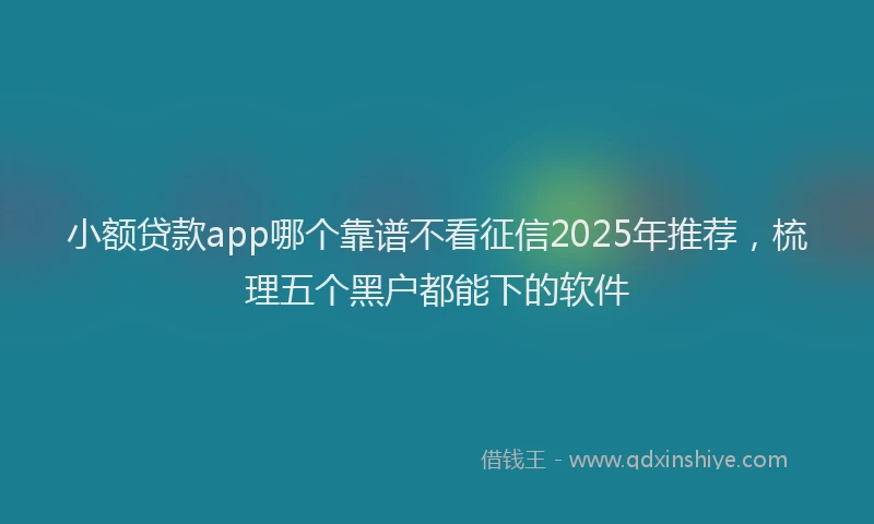 小额贷款app哪个靠谱不看征信2025年推荐，梳理五个黑户都能下的软件