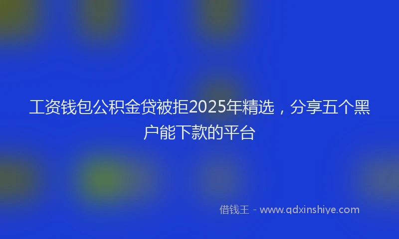 工资钱包公积金贷被拒2025年精选，分享五个黑户能下款的平台