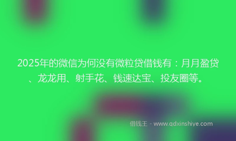 2025年的微信为何没有微粒贷借钱有：月月盈贷、龙龙用、射手花、钱速达宝、投友圈等。