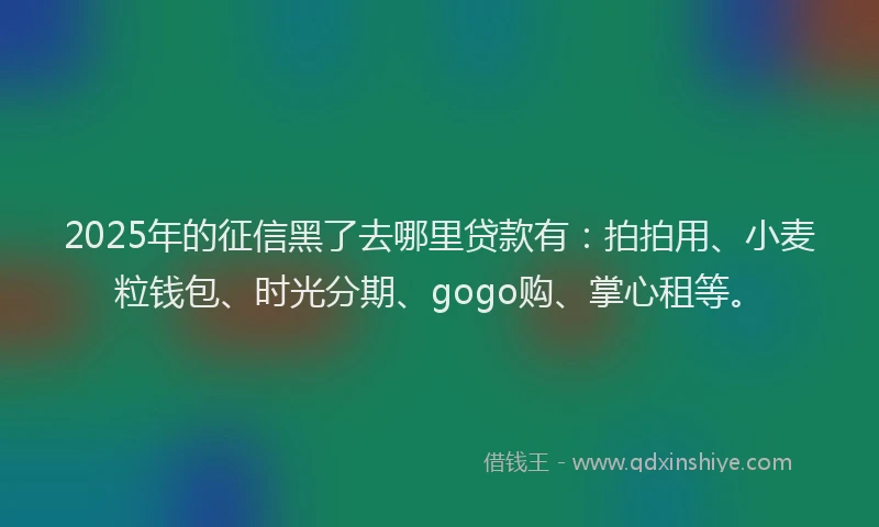 2025年的征信黑了去哪里贷款有：拍拍用、小麦粒钱包、时光分期、gogo购、掌心租等。