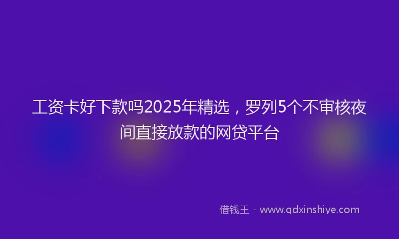 工资卡好下款吗2025年精选，罗列5个不审核夜间直接放款的网贷平台