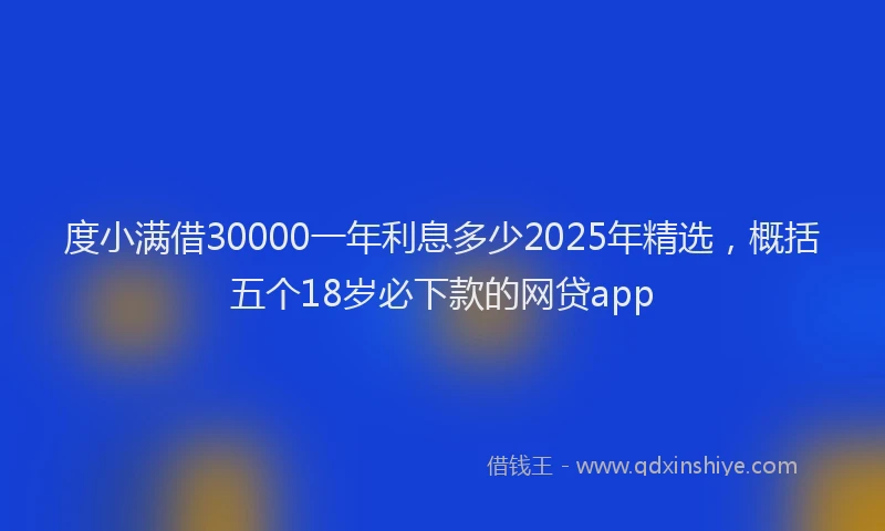 度小满借30000一年利息多少2025年精选，概括五个18岁必下款的网贷app