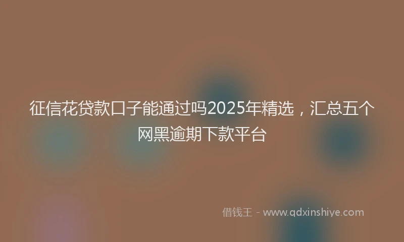 征信花贷款口子能通过吗2025年精选，汇总五个网黑逾期下款平台