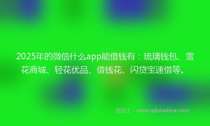 2025年的微信什么app能借钱有：琉璃钱包、雪花商城、轻花优品、借钱花、闪贷宝速借等。