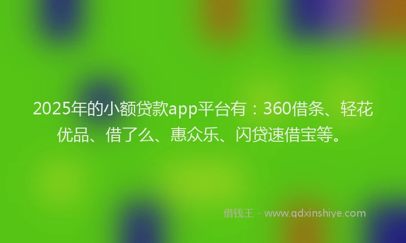 2025年的小额贷款app平台有：360借条、轻花优品、借了么、惠众乐、闪贷速借宝等。