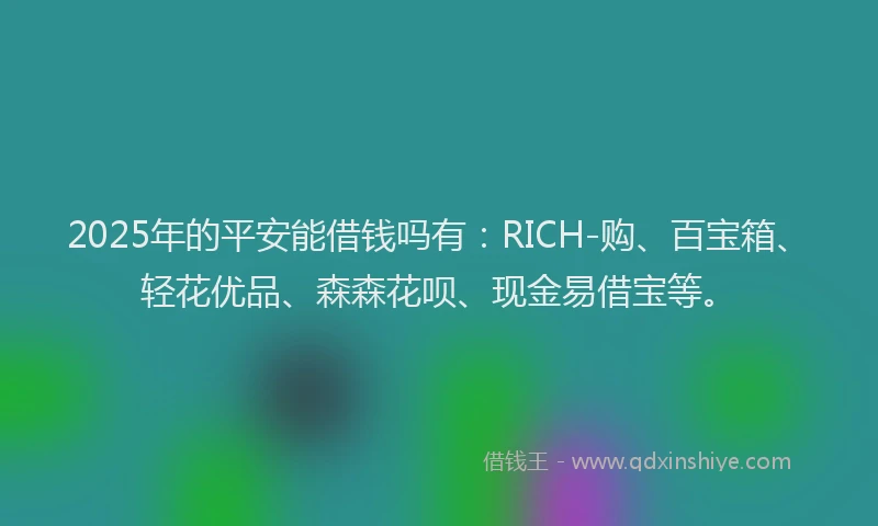 2025年的平安能借钱吗有：RICH-购、百宝箱、轻花优品、森森花呗、现金易借宝等。