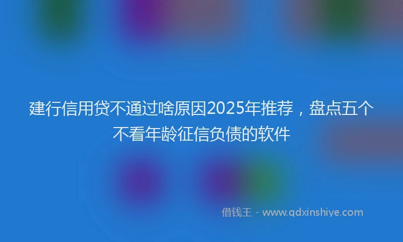 建行信用贷不通过啥原因2025年推荐，盘点五个不看年龄征信负债的软件