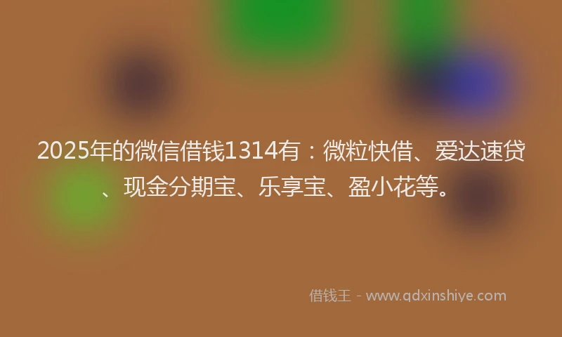2025年的微信借钱1314有：微粒快借、爱达速贷、现金分期宝、乐享宝、盈小花等。