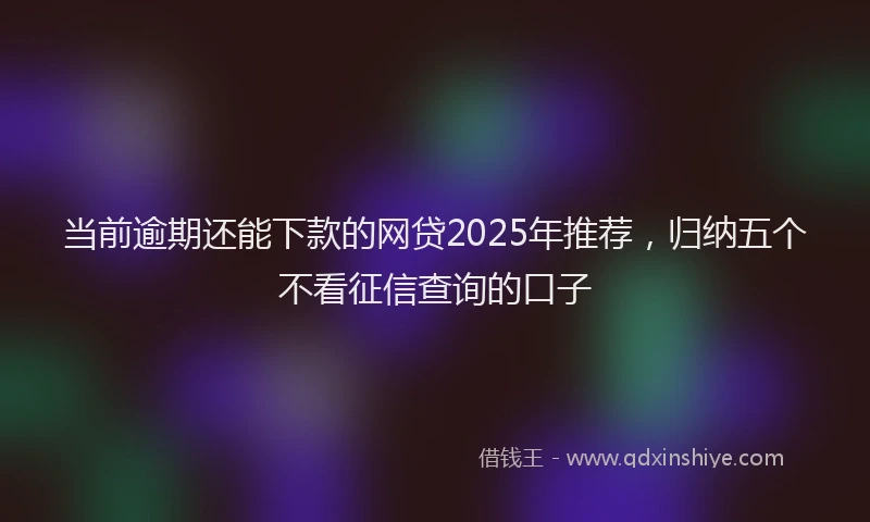 当前逾期还能下款的网贷2025年推荐，归纳五个不看征信查询的口子