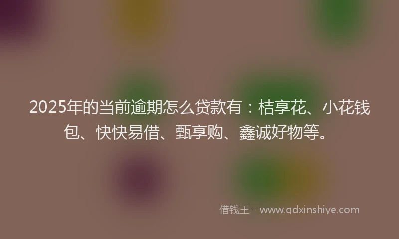 2025年的当前逾期怎么贷款有：桔享花、小花钱包、快快易借、甄享购、鑫诚好物等。