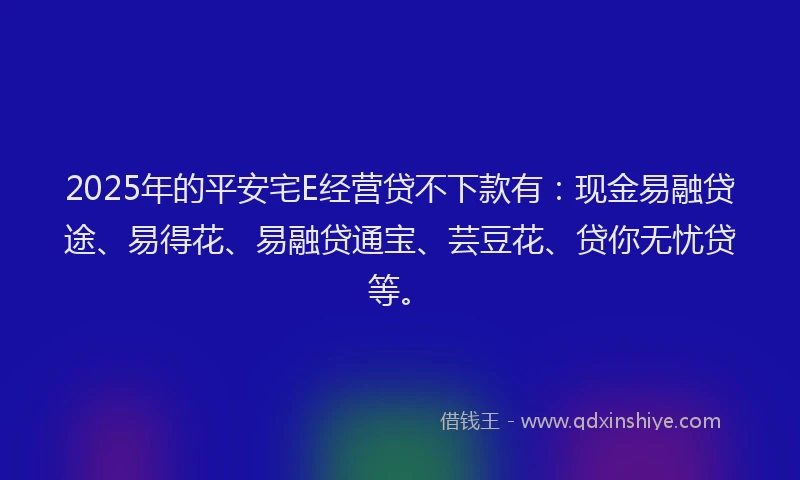 2025年的平安宅E经营贷不下款有：现金易融贷途、易得花、易融贷通宝、芸豆花、贷你无忧贷等。