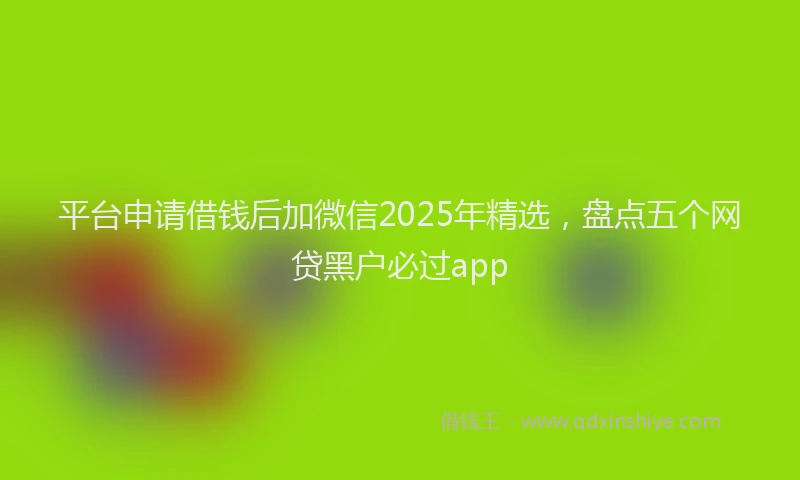 平台申请借钱后加微信2025年精选，盘点五个网贷黑户必过app