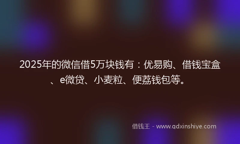 2025年的微信借5万块钱有：优易购、借钱宝盒、e微贷、小麦粒、便荔钱包等。