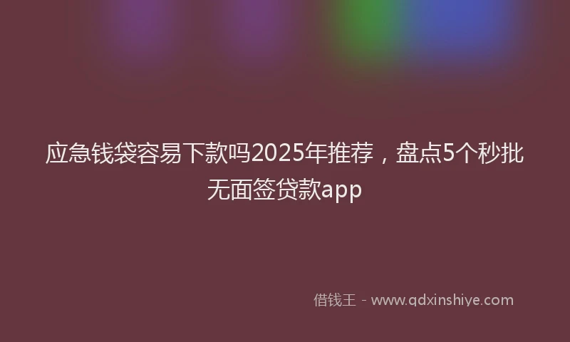 应急钱袋容易下款吗2025年推荐，盘点5个秒批无面签贷款app