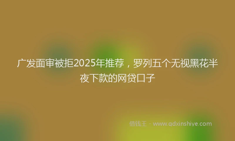 广发面审被拒2025年推荐，罗列五个无视黑花半夜下款的网贷口子