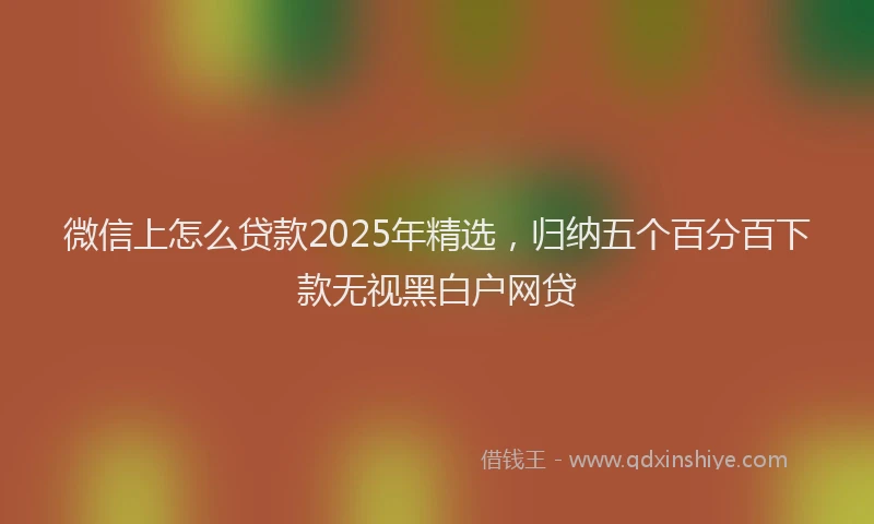 微信上怎么贷款2025年精选，归纳五个百分百下款无视黑白户网贷