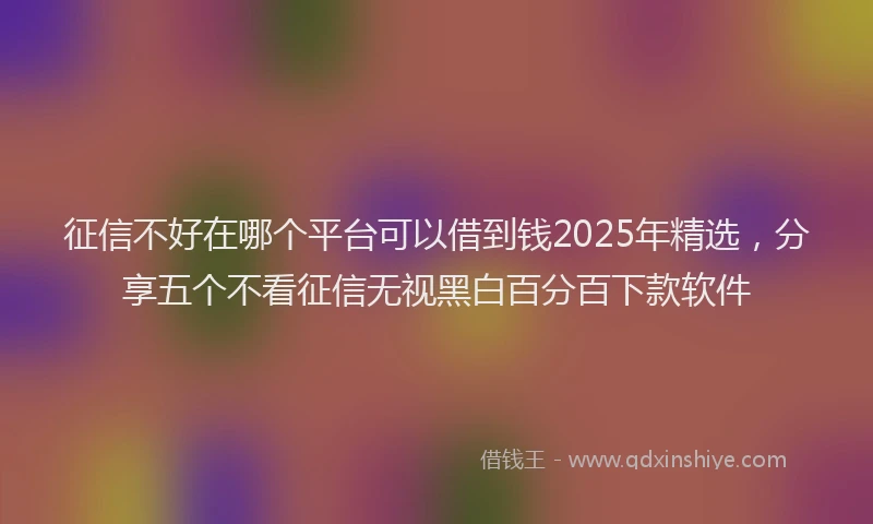 征信不好在哪个平台可以借到钱2025年精选，分享五个不看征信无视黑白百分百下款软件