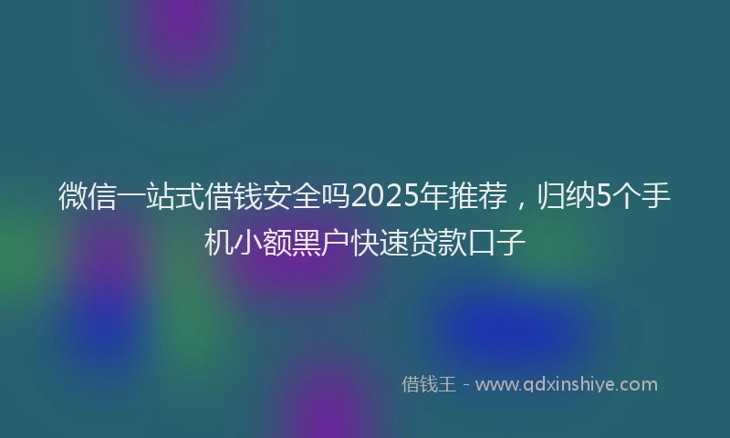 微信一站式借钱安全吗2025年推荐，归纳5个手机小额黑户快速贷款口子