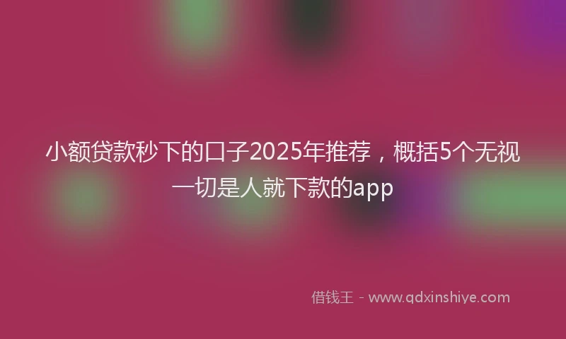 小额贷款秒下的口子2025年推荐，概括5个无视一切是人就下款的app