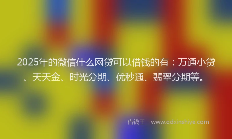 2025年的微信什么网贷可以借钱的有：万通小贷、天天金、时光分期、优秒通、翡翠分期等。