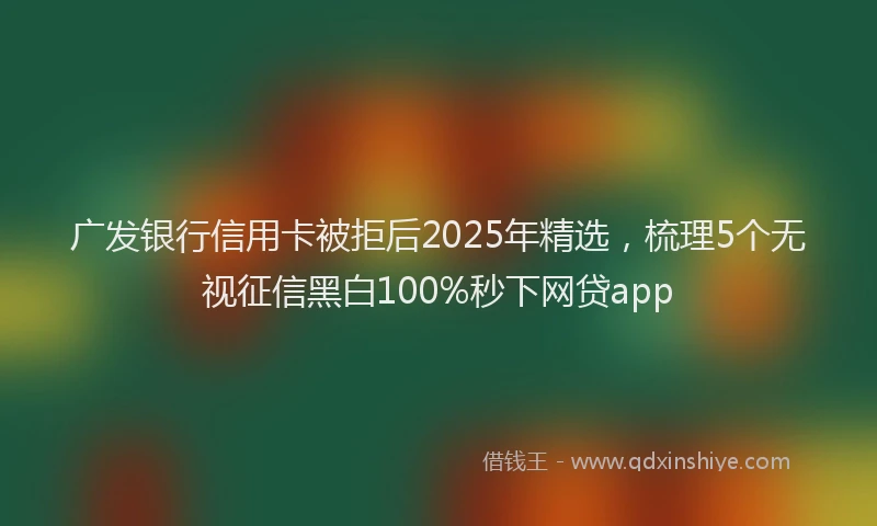 广发银行信用卡被拒后2025年精选，梳理5个无视征信黑白100%秒下网贷app
