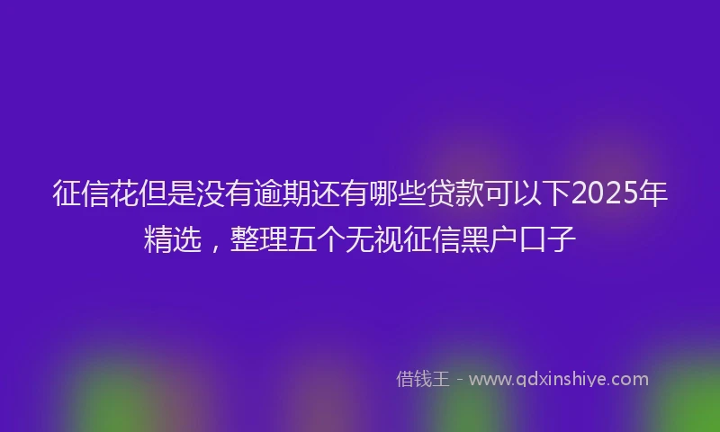 征信花但是没有逾期还有哪些贷款可以下2025年精选，整理五个无视征信黑户口子