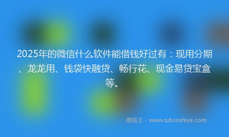 2025年的微信什么软件能借钱好过有：现用分期、龙龙用、钱袋快融贷、畅行花、现金易贷宝盒等。