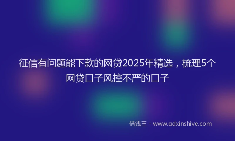 征信有问题能下款的网贷2025年精选，梳理5个网贷口子风控不严的口子