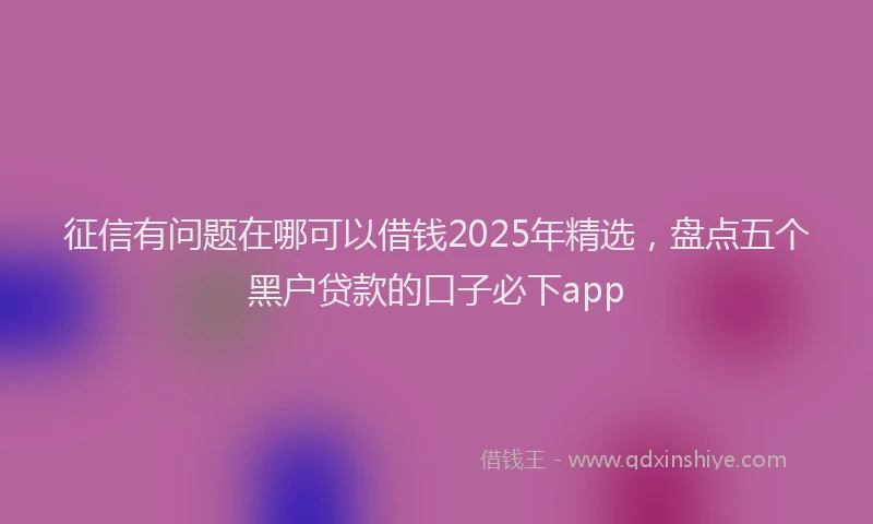 征信有问题在哪可以借钱2025年精选，盘点五个黑户贷款的口子必下app