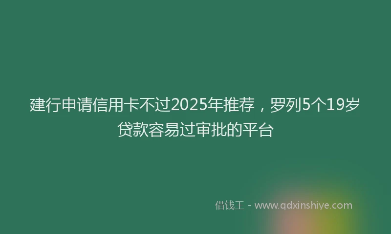 建行申请信用卡不过2025年推荐，罗列5个19岁贷款容易过审批的平台