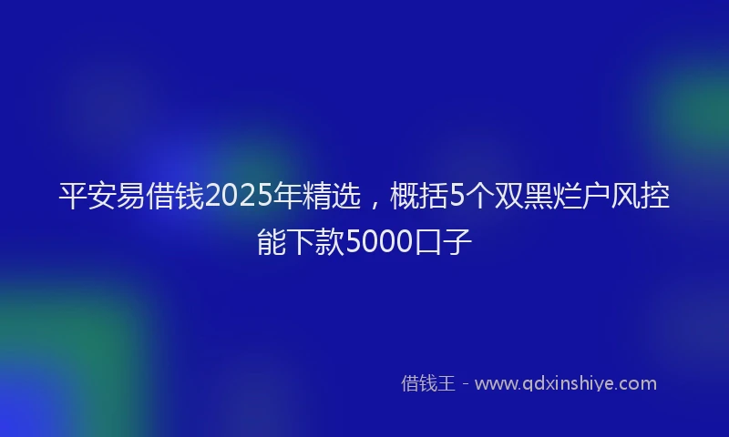 平安易借钱2025年精选，概括5个双黑烂户风控能下款5000口子