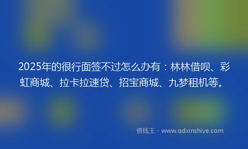 2025年的很行面签不过怎么办有：林林借呗、彩虹商城、拉卡拉速贷、招宝商城、九梦租机等。