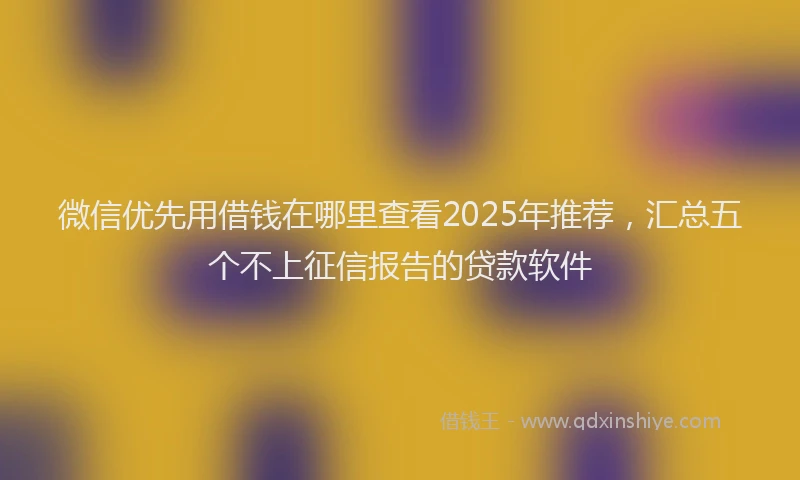 微信优先用借钱在哪里查看2025年推荐，汇总五个不上征信报告的贷款软件
