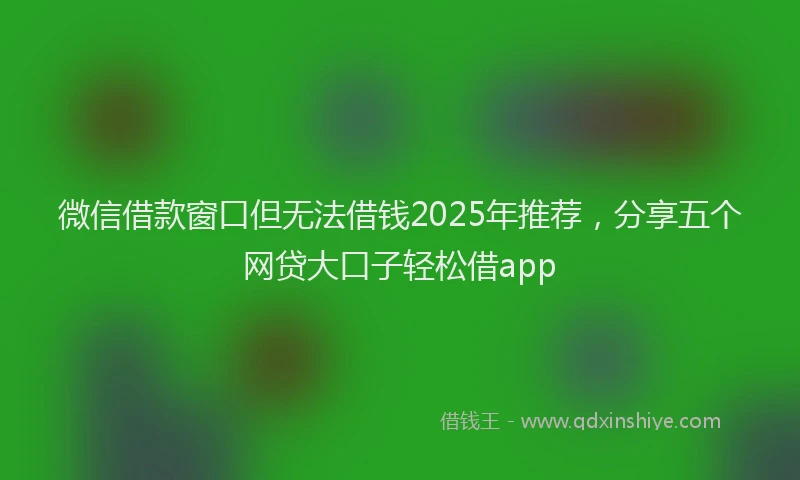 微信借款窗口但无法借钱2025年推荐，分享五个网贷大口子轻松借app