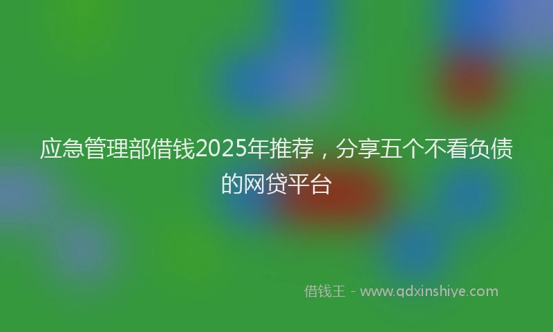 应急管理部借钱2025年推荐，分享五个不看负债的网贷平台