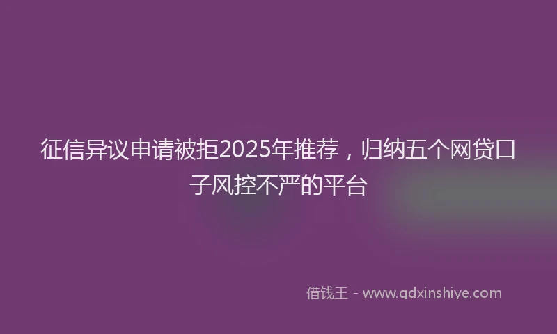 征信异议申请被拒2025年推荐，归纳五个网贷口子风控不严的平台