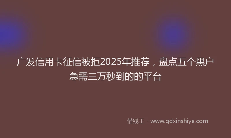 广发信用卡征信被拒2025年推荐，盘点五个黑户急需三万秒到的的平台