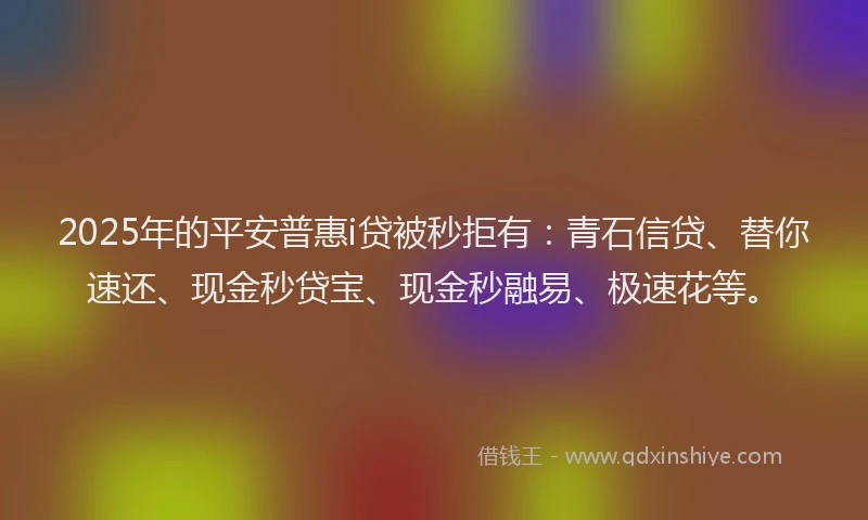 2025年的平安普惠i贷被秒拒有：青石信贷、替你速还、现金秒贷宝、现金秒融易、极速花等。