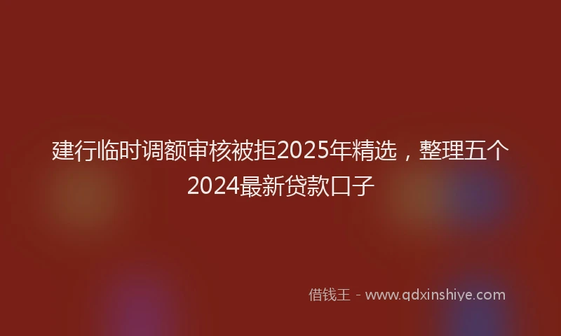 建行临时调额审核被拒2025年精选，整理五个2024最新贷款口子