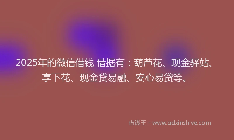 2025年的微信借钱 借据有：葫芦花、现金驿站、享下花、现金贷易融、安心易贷等。