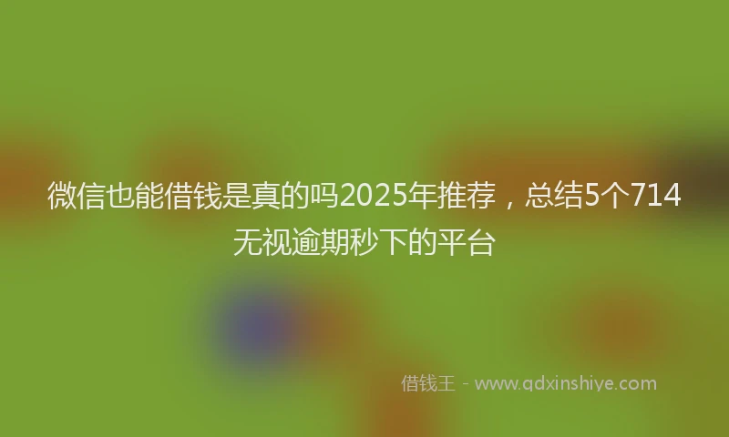 微信也能借钱是真的吗2025年推荐，总结5个714无视逾期秒下的平台
