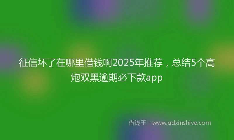 征信坏了在哪里借钱啊2025年推荐，总结5个高炮双黑逾期必下款app